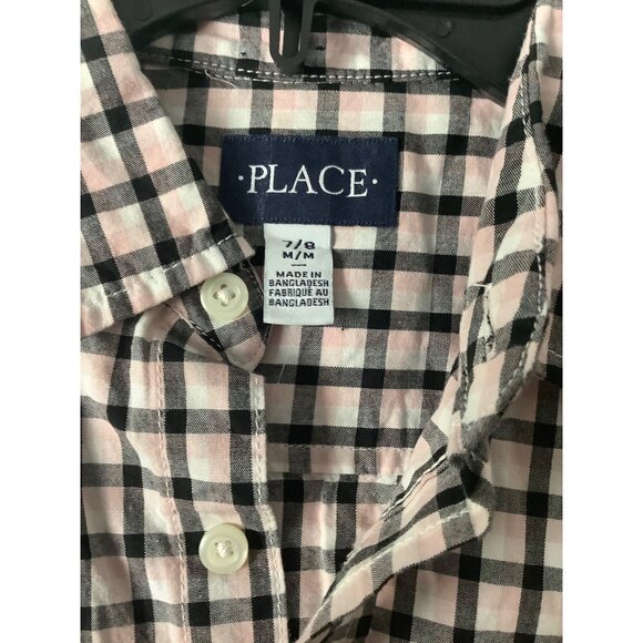 Childrens Place Boys Checkered Button-Down Shirt Size 7/8 NWT 100% Cotton - Picture 2 of 6